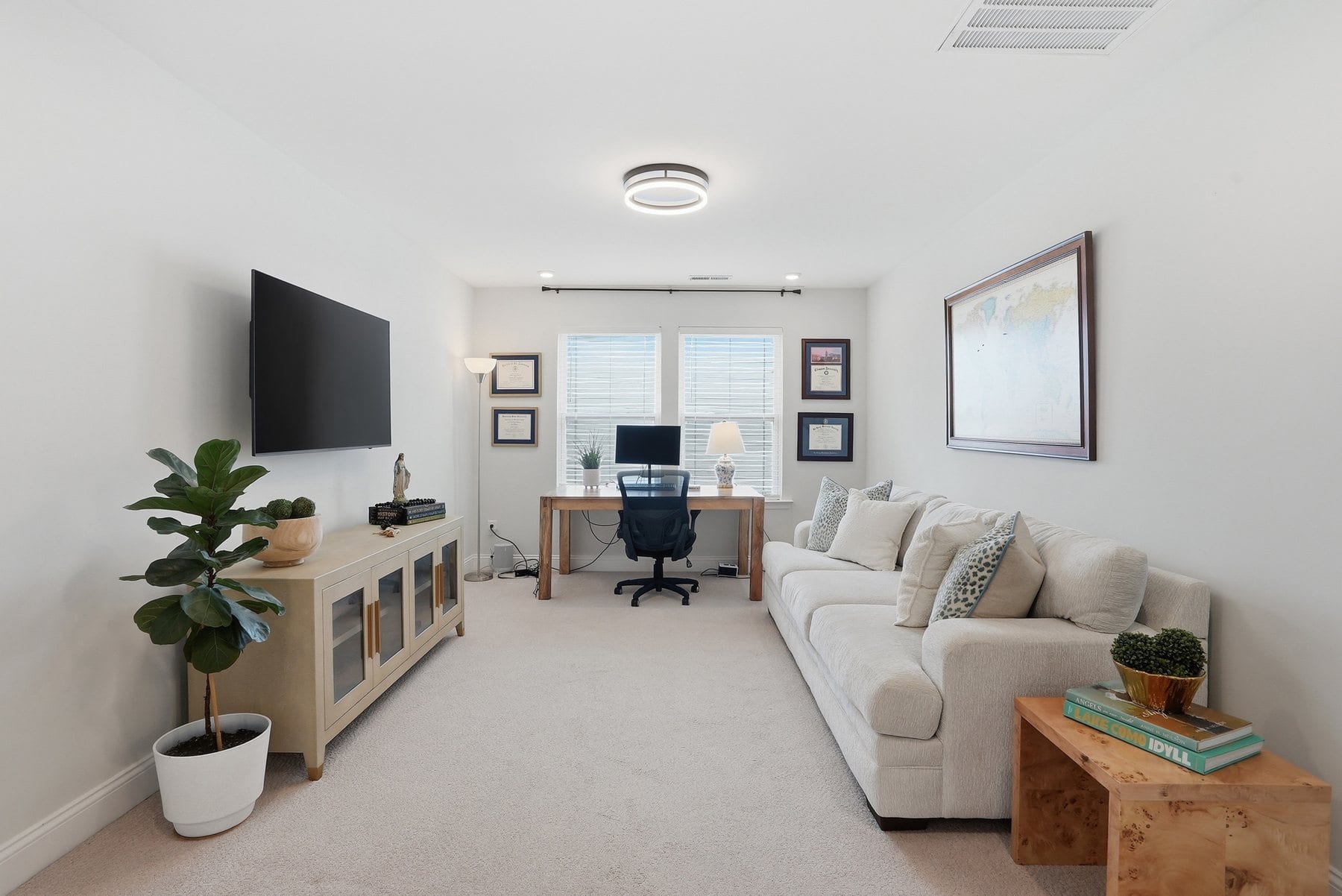 Open bonus room at the top of the stairs